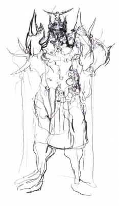 Exdeath Sketch concept art from Final Fantasy V by Yoshitaka Amano