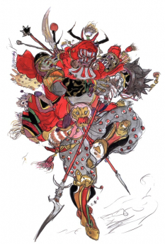 Gilgamesh concept art from Final Fantasy V by Yoshitaka Amano