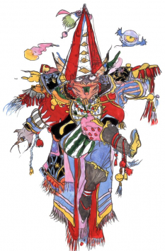 Famed Mimic Gogo concept art from Final Fantasy V by Yoshitaka Amano