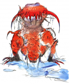 Karlabos concept art from Final Fantasy V by Yoshitaka Amano