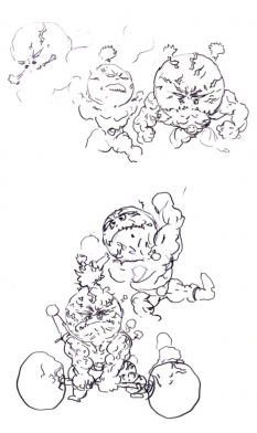 Triton Sketch concept art from Final Fantasy V by Yoshitaka Amano