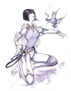 Lenna Charlotte Alexander Highwind Tycoon concept art from Final Fantasy V by Yoshitaka Amano