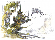 Concept art from Final Fantasy V by Yoshitaka Amano