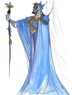 Alexander Highwind Tycoon concept art from Final Fantasy V by Yoshitaka Amano