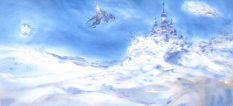 Cloudsea Castle concept art from Final Fantasy V by Yoshitaka Amano