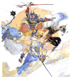 Four Warriors Of Dawn concept art from Final Fantasy V by Yoshitaka Amano