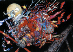 Gilgamesh vs Bartz Klauser concept art from Final Fantasy V by Yoshitaka Amano