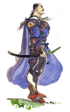 Cyan Garamonde concept art from Final Fantasy VI by Yoshitaka Amano