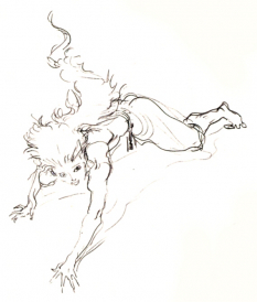 Gau Sketch concept art from Final Fantasy VI by Yoshitaka Amano