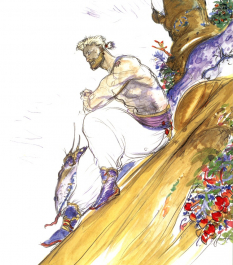 Sabin Rene Figaro concept art from Final Fantasy VI by Yoshitaka Amano