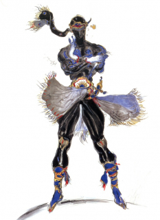 Shadow concept art from Final Fantasy VI by Yoshitaka Amano