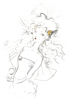 Terra Branford Sketch concept art from Final Fantasy VI by Yoshitaka Amano