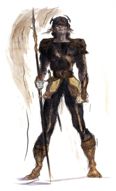 Imperial Soldier concept art from Final Fantasy VI by Yoshitaka Amano