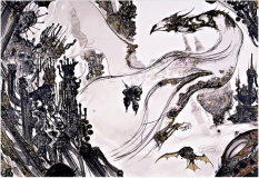 City Of Magic concept art from Final Fantasy VI by Yoshitaka Amano