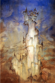 Tower Of Ruin concept art from Final Fantasy VI by Yoshitaka Amano