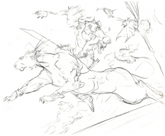 Blink Sketch concept art from Final Fantasy VII by Yoshitaka Amano