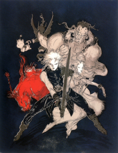 アクセサリー・ヘアアクセサリー Limited FFVII Art Scarf Yoshitaka Amano Yoshitaka Amano Heel FF7 Final Fantasy VII Art From Japan