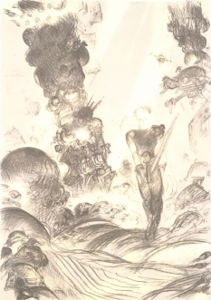 Forest concept art from Final Fantasy VII by Yoshitaka Amano