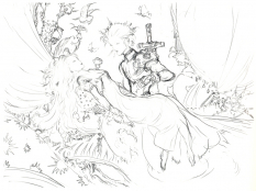 Peace Sketch concept art from Final Fantasy VII by Yoshitaka Amano