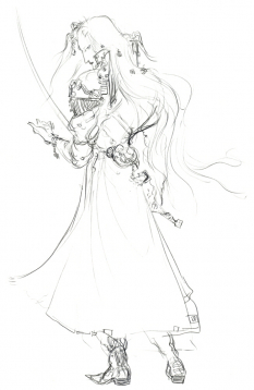Polish Sketch concept art from Final Fantasy VII by Yoshitaka Amano