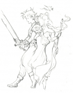 Sky Sketch concept art from Final Fantasy VII by Yoshitaka Amano
