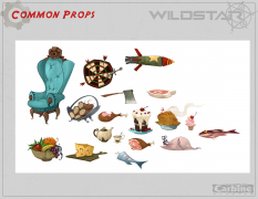 Common Props concept art from WildStar by Cory Loftis
