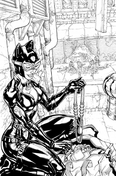 Catwoman Line Art comic art from Batman: Arkham City