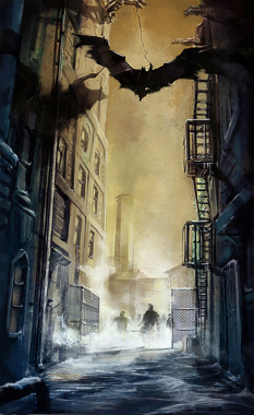Alley concept art from Batman: Arkham City
