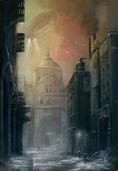 Gotham Street concept art from Batman: Arkham City