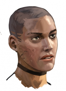Kat Portrait concept art from Halo:Reach by Isaac Hannaford
