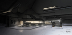Sword Base Garage concept art from Halo:Reach by Isaac Hannaford
