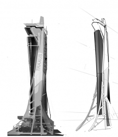 Traxus Tower concept art from Halo:Reach by Ryan DeMita