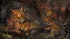 Hell Hounds concept art from Dragon's Crown