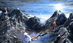 Frostback Mountains concept art from Dragon Age: Origins