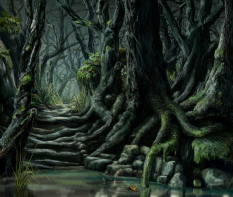 Korcari Wilds concept art from Dragon Age: Origins