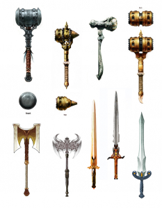 Two Handed Weapons concept art from Dragon Age: Origins