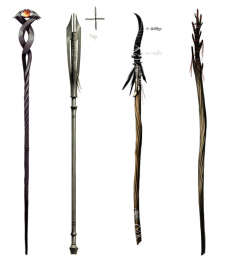 Staves concept art from Dragon Age: Origins