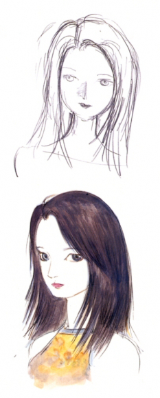 Garnet concept art from Final Fantasy IX by Yoshitaka Amano
