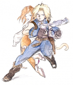 Zidane And Dagger concept art from Final Fantasy IX by Yoshitaka Amano