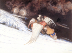 Crossing The Darkening Clouds concept art from Final Fantasy IX by Yoshitaka Amano