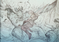 Raging Seas concept art from Final Fantasy X by Yoshitaka Amano