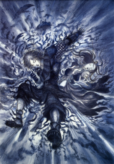 Shuyin and Lenne concept art from Final Fantasy X-2 by Yoshitaka Amano
