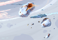 Asteroids concept art from Homeworld 2 by Rob Cunningham