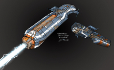 Hiigaran Ion Cannon Frigate concept art from Homeworld 2 by Dave Cheong