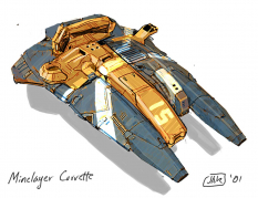 Minelayer Corvette concept art from Homeworld 2 by Jon Aaron Kambeitz