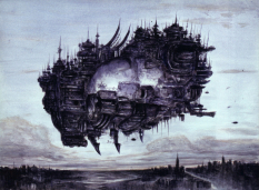 Sky Fortress concept art from Final Fantasy XII by Yoshitaka Amano