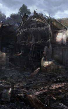 Damaged House concept art from Gears of War by John Liberto