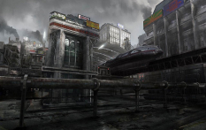 Train Station concept art from Gears of War