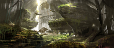 Amazon In Forest concept art from God of War: Ascension by Cecil Kim