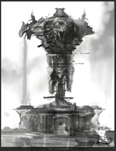 Delos Tower concept art from God of War: Ascension by Cecil Kim